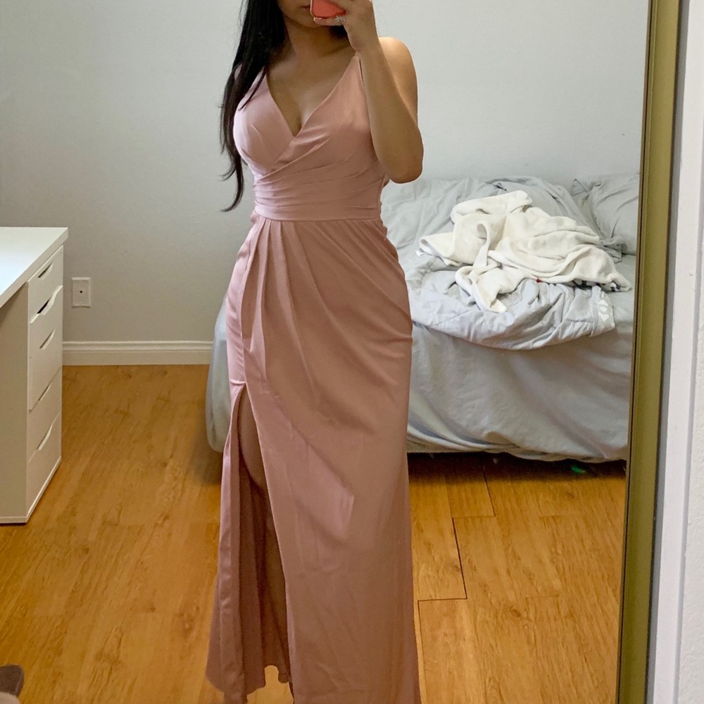 Pink Elegant Slit Dress